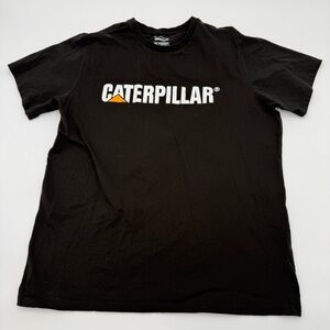 Caterpillar Logo Work Tee CAT Black Short Sleeve T-Shirt Size 2XL
